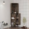 Tuhome Cincinatti Corner Bar Cabinet, Cup Rack, Two External Shelves, One Drawer, Four Legs, Dark Brown BLB7766